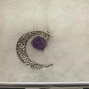 🔮 Amethyst Gemstone Cresent Moon Necklace 🔮